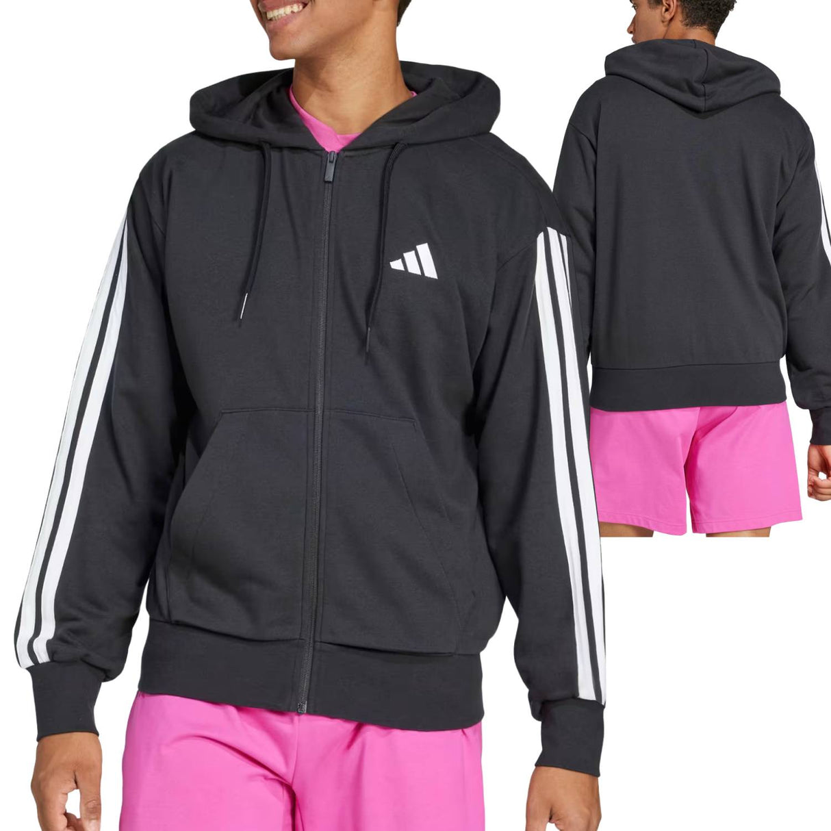 FELPA ADIDAS JD1877 ESSENTIALS CAPPUCCIO NERO OTONE GARZATO