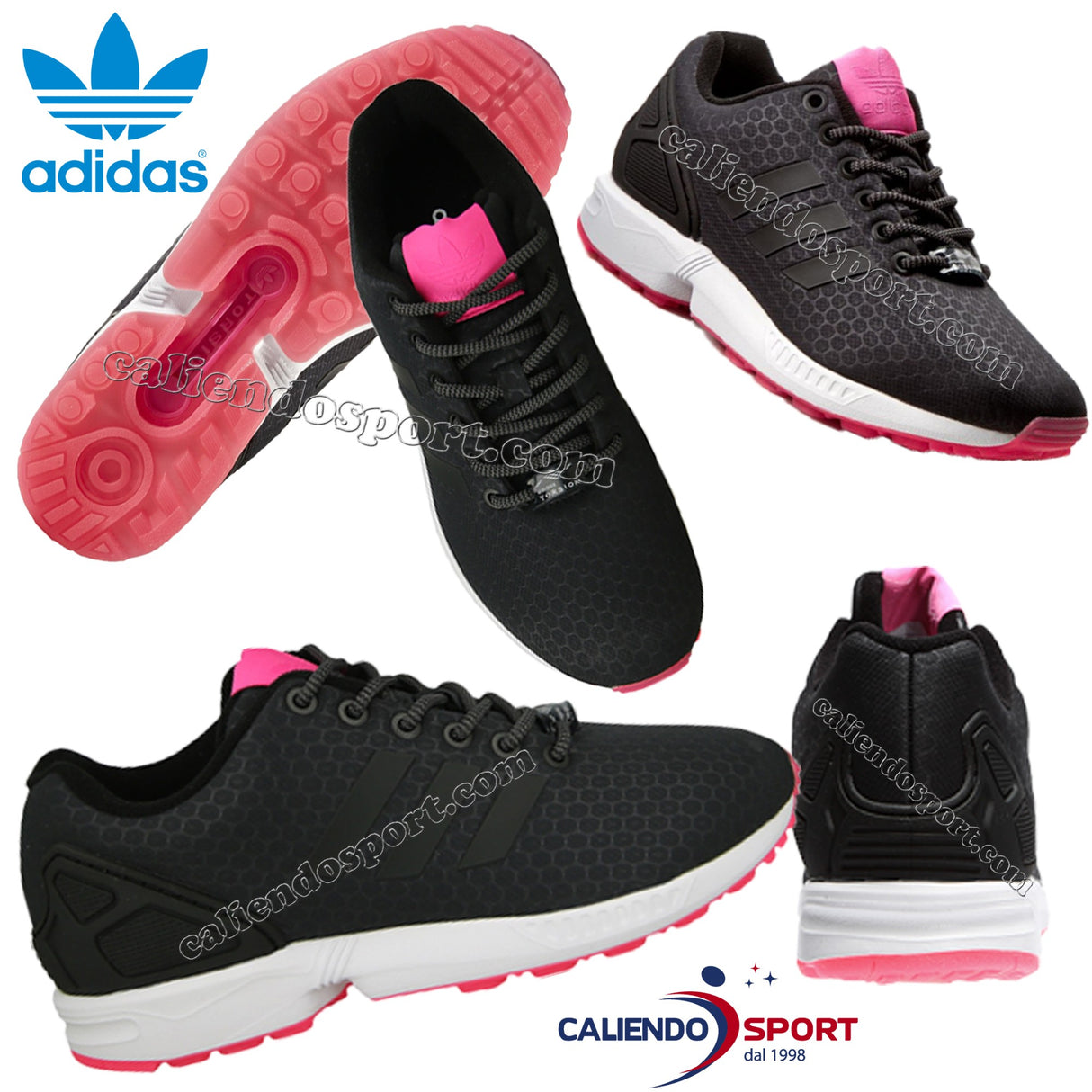 SCARPE DONNA ADIDAS ORIGINALS ZX FLUX BB2254 NERO FUXIA PALESTRA SNEAKERS CASUAL