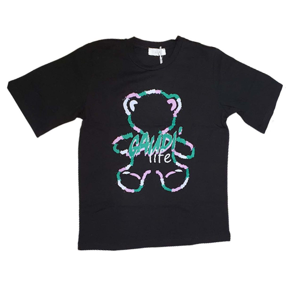 GAUDI' BOYS T-SHIRT GAM04582 BLACK COTTON