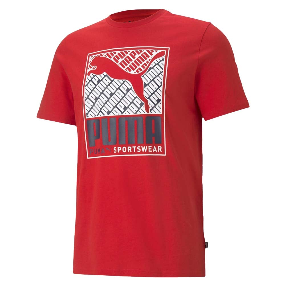 T-SHIRT  PUMA 587766 CAT BOX TEE BLU ROSSO NERO