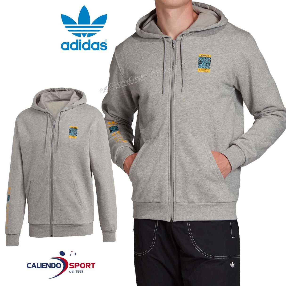 ADIDAS SWEATSHIRT GD5984 GREY ADV LOGO FZH ORIGINALS