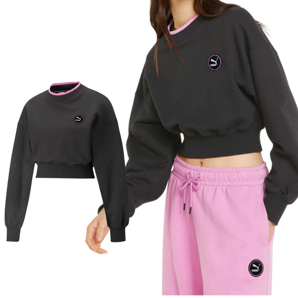 PUMA WOMEN'S SWEATSHIRT 533562 01 BRUSHED COTTON