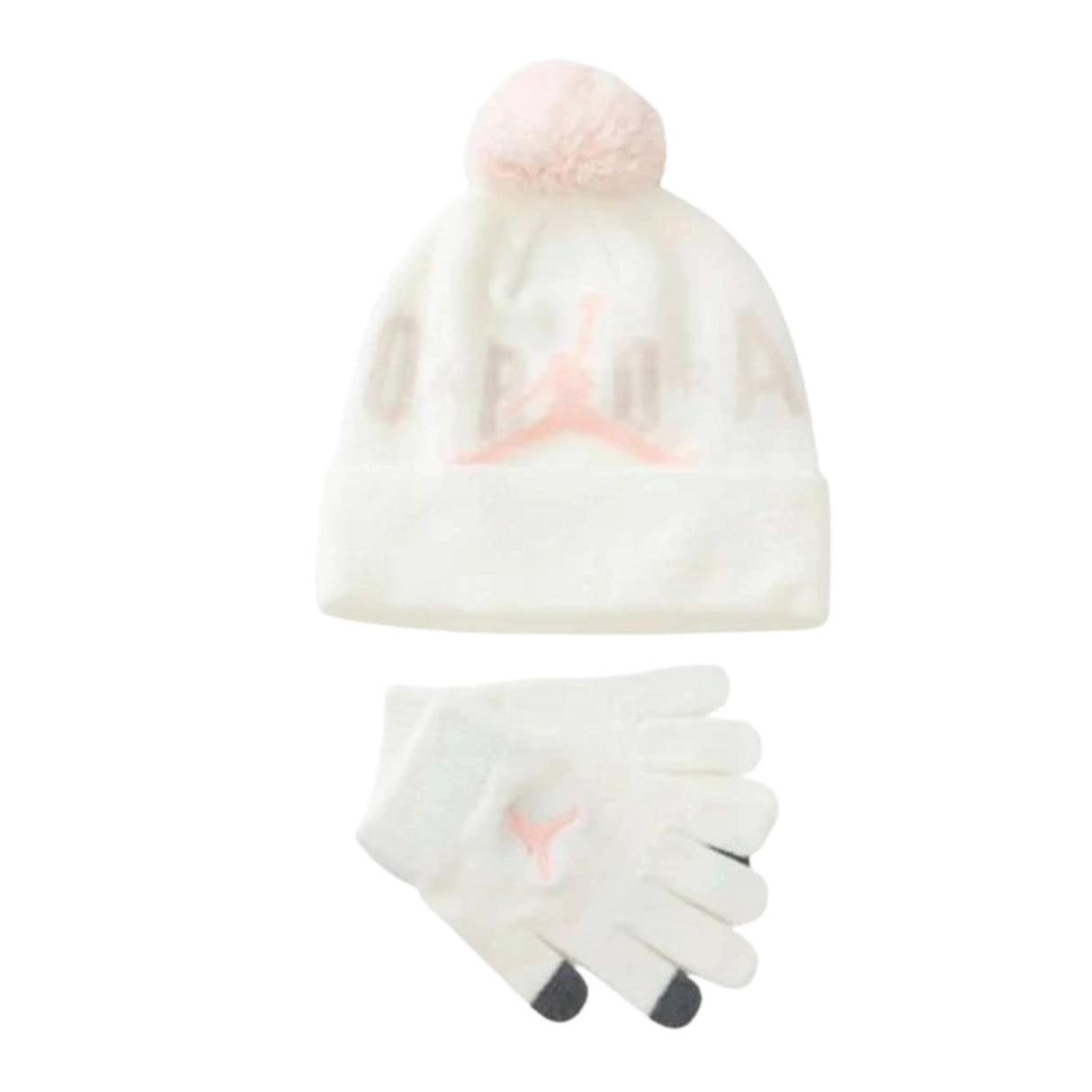 SET BAMBINE JORDAN 9A0869 782 BERRETTO+GUANTI BIANCO ROSA
