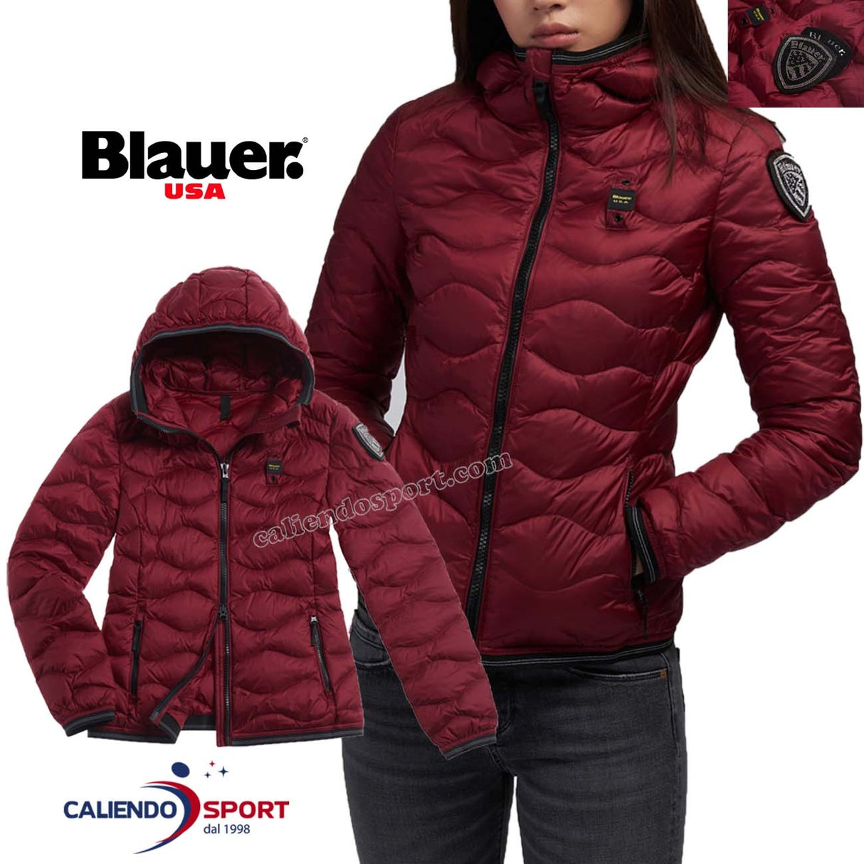 GIUBBOTTO BLAUER 03569 568 ROSSO LAMPONE PIUMINO A ONDE MELISSA
