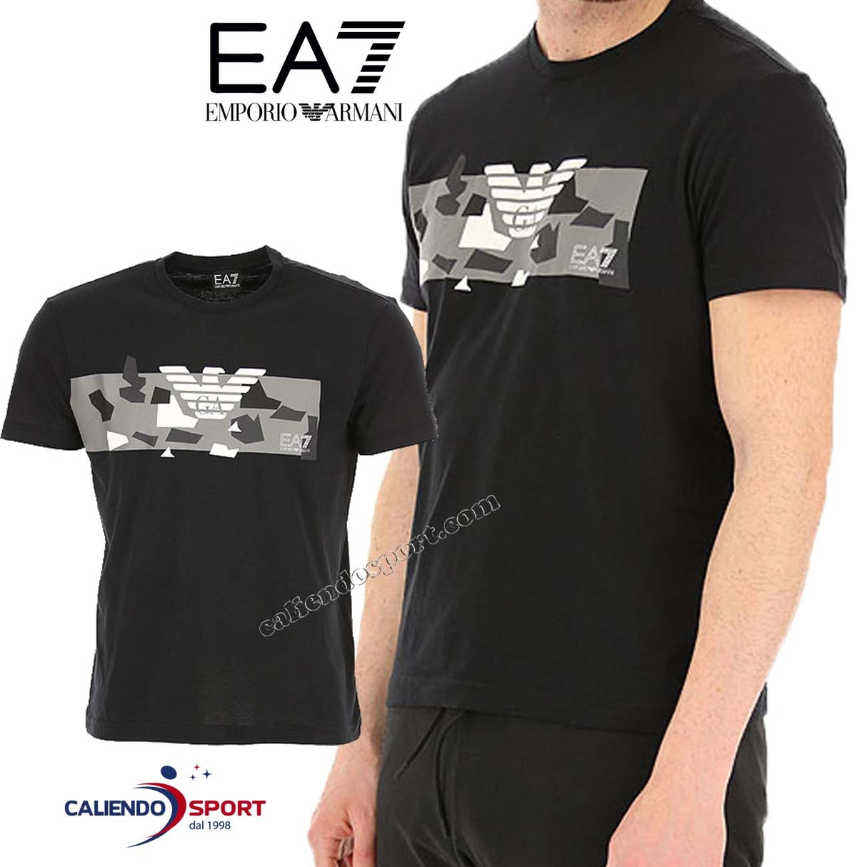 T-SHIRT EN COTON POUR HOMMES EMPORIO ARMANI 3GPT09 PJT7Z NOIR