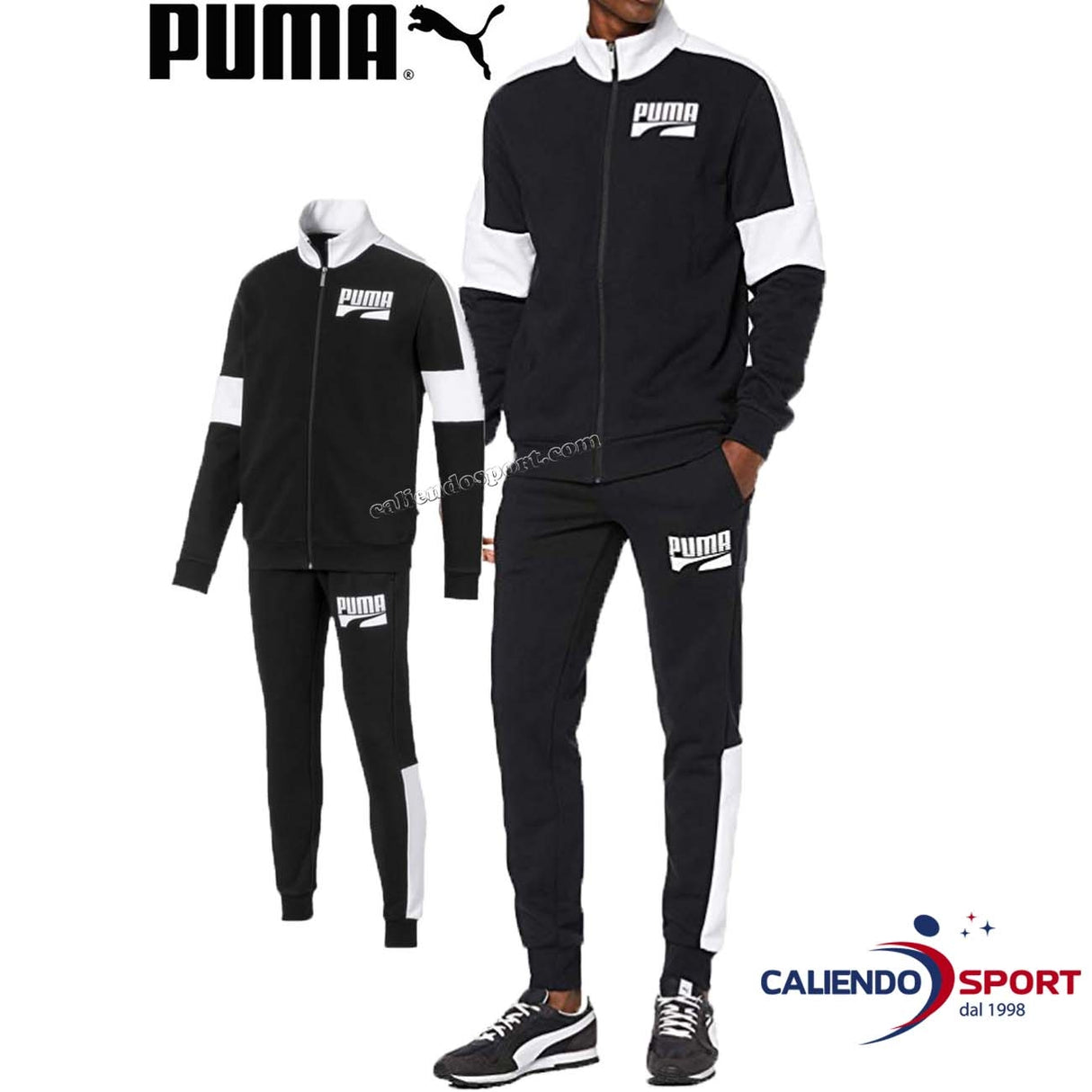 TUTA PUMA UOMO 850490 01 NERO FELPATA