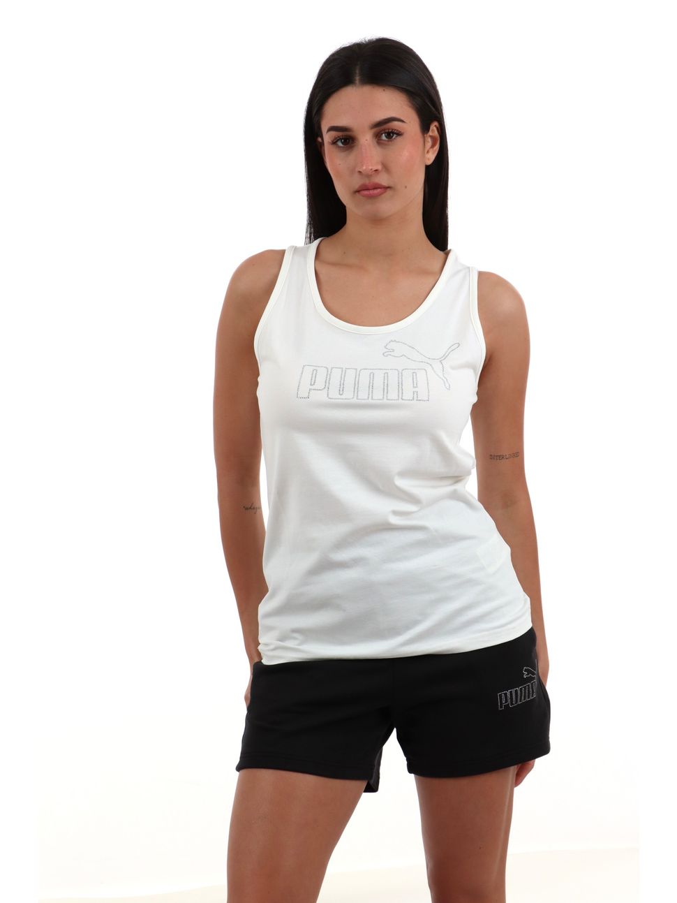 CANOTTA DONNA PUMA 693864 02 LOGO CON STRASS BIANCO