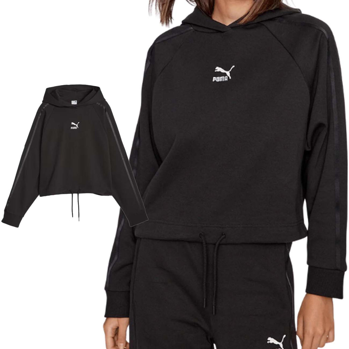 PUMA WOMEN'S SWEATSHIRT 621468 01 T7 BLACK BRUSHED COTTON