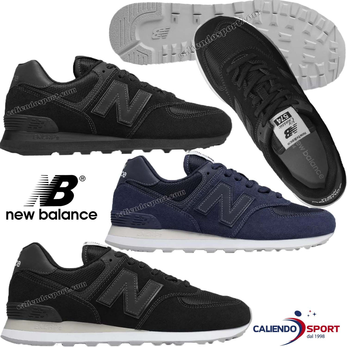 SCARPA NEW BALANCE UOMO ML574ETE ML574ETB ML574ETA NERO BLU SNEAKER