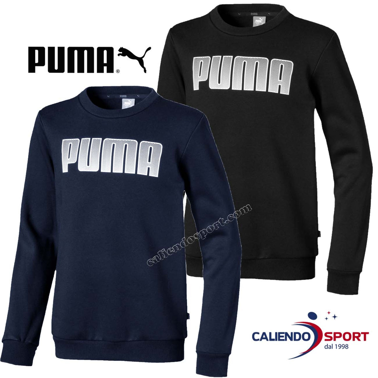FELPA PUMA RAGAZZO 580324 KA CREW NERO GIRO COLLO NERO BLU