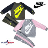 TUTA BIMBA NIKE 66F563 GRIGIO VERDE COTONE FELPATO
