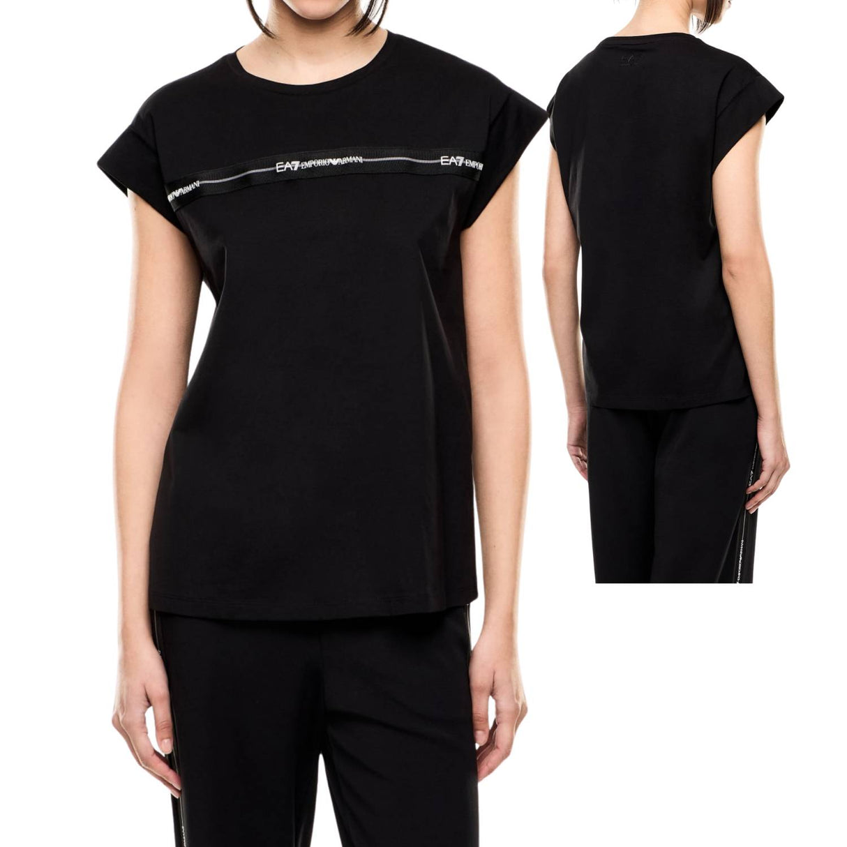 T-SHIRT SMANICATA DONNA ARMANI EA7 E26 7W000958 AF12503 UC001 NERO