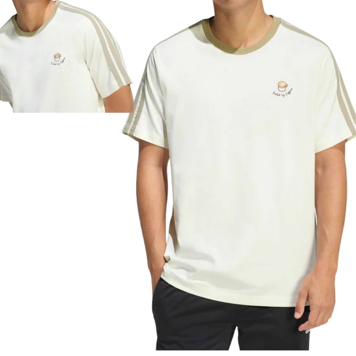 T-SHIRT ADIDAS JZ5072 LUX COFEE COTONE GRAFICA 3 STRISCE