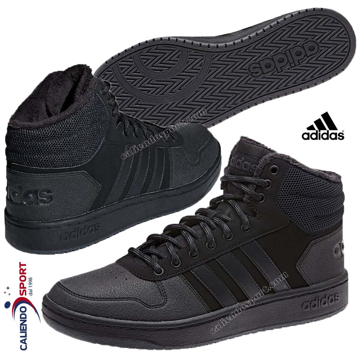SCARPA ADIDAS UOMO B44621 HOOPS 2.0 MID NERO BASKET COLLO ALTO