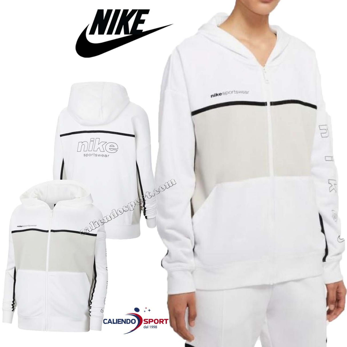 SWEAT-SHIRT À CAPUCHE EN COTON À FERMETURE ÉCLAIR POUR FEMMES NIKE CU6386 100