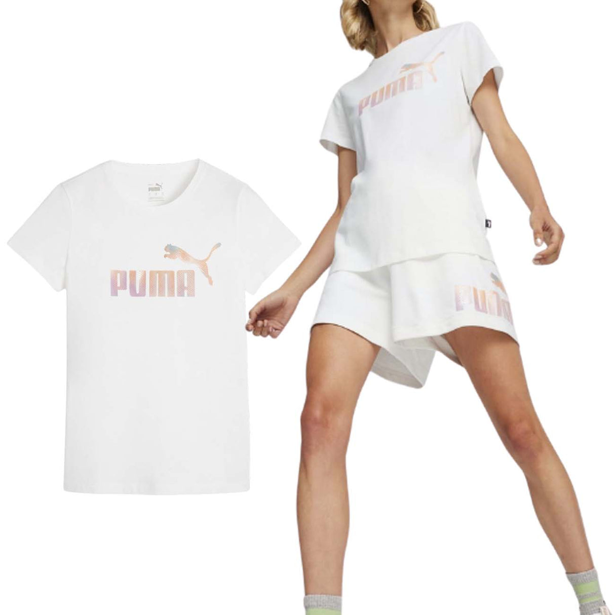 T-SHIRT DONNA PUMA 679921 02 STAMPA COTONE BIANCO
