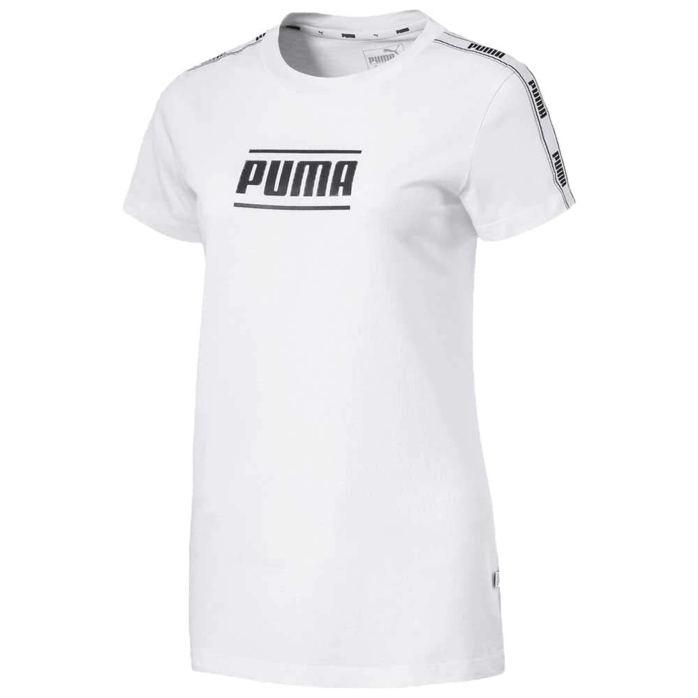 T-SHIRT PUMA DONNA 845059 CAMO PACK TAPE COTONE NERO BIANCO-