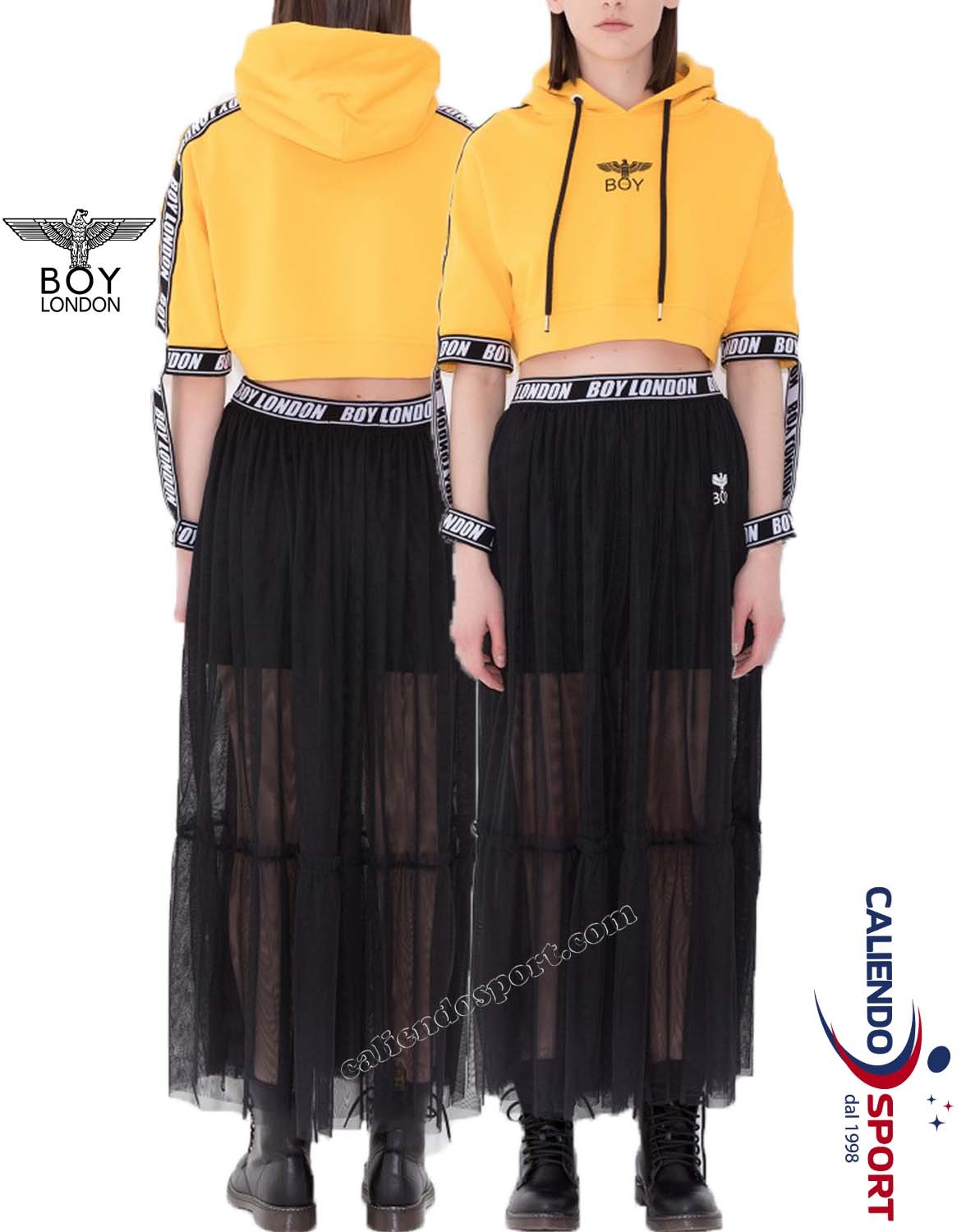 JUPE NOIRE POUR FEMMES BOY LONDON BLD1650 LOGO ÉLASTIQUE