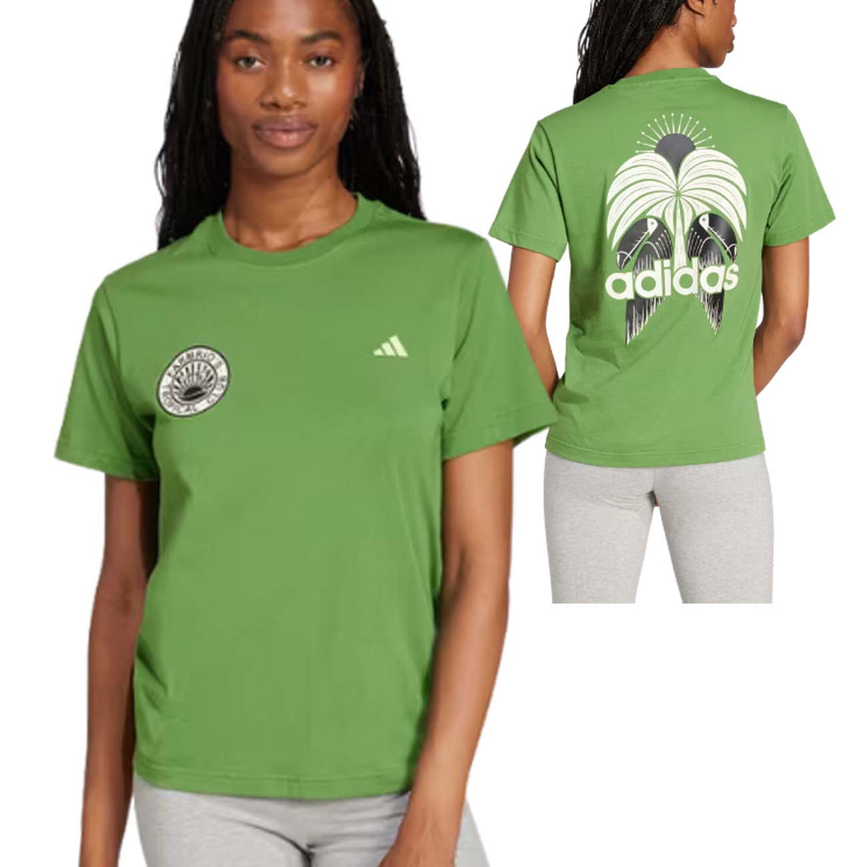 T-SHIRT DONNA ADIDAS JD6292 X FARM GRAFHIC VERDE COTONE