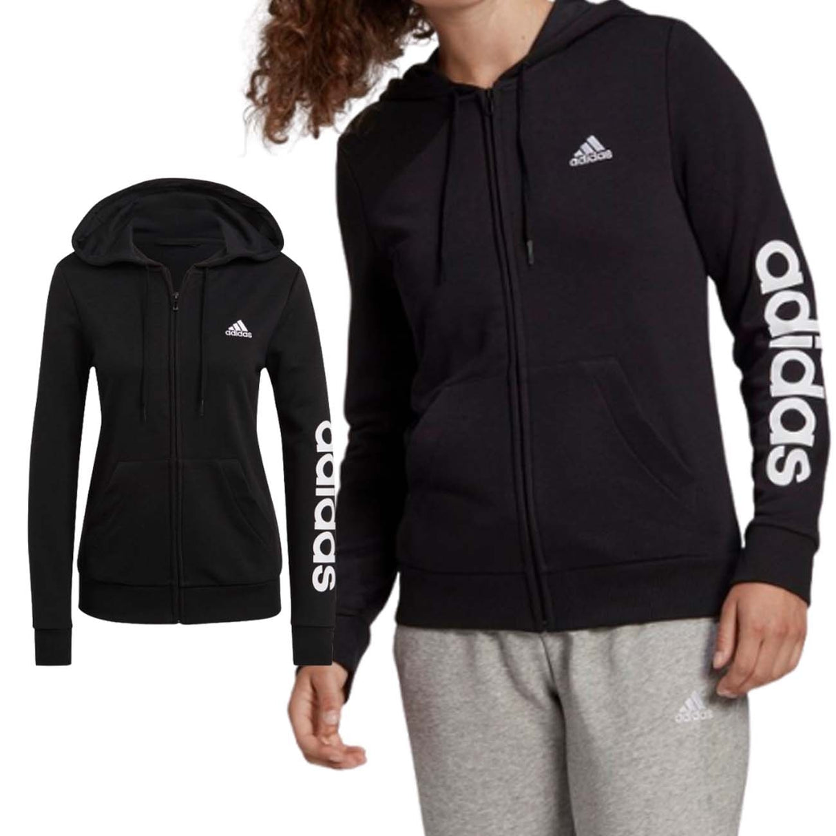 FELPA ADIDAS GL0791 HOODIE ESSENTIALS LOGO FULL-ZIP