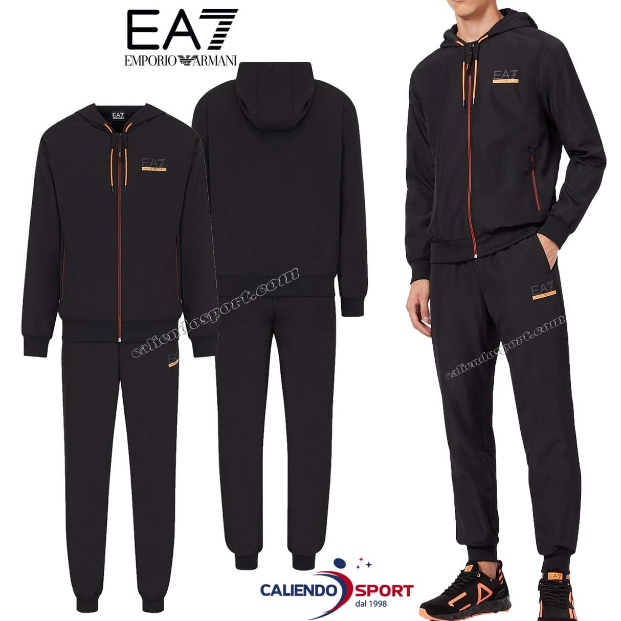 SURVÊTEMENT VENTUS 7 EN MICROFIBRE NOIRE ARMANI EA7 6HPV01 PNP6Z
