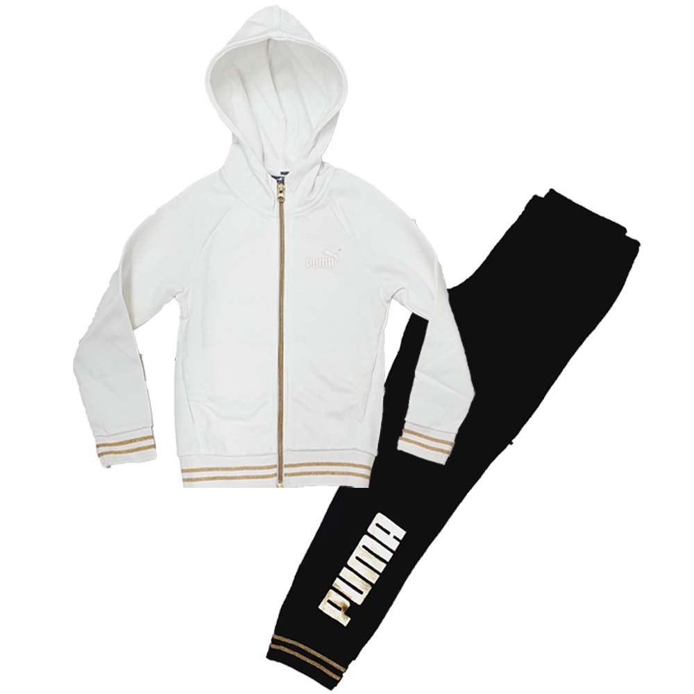 PUMA GIRLS TRACKSUIT 847608 GOLD METALLIC COTTON FLEECE