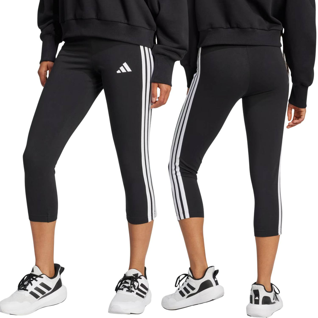 LEGGINGS 3/4 ADIDAS JV6753 ESSENTIALS 3 STRIPES NERO