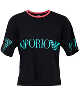 T-SHIRT FEMME EA7 EMPORIO ARMANI 3gtt34 NOIR BLANC COTON