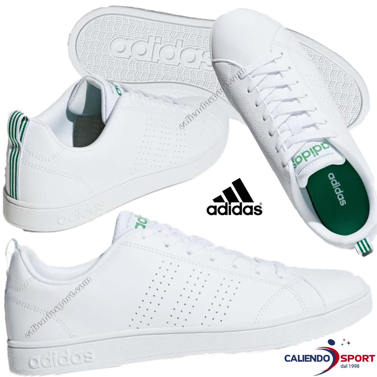 SCARPA ADIDAS F99251 VS ADVANTAGE CLEAN BIANCO VERDE SNEAKER SPORT