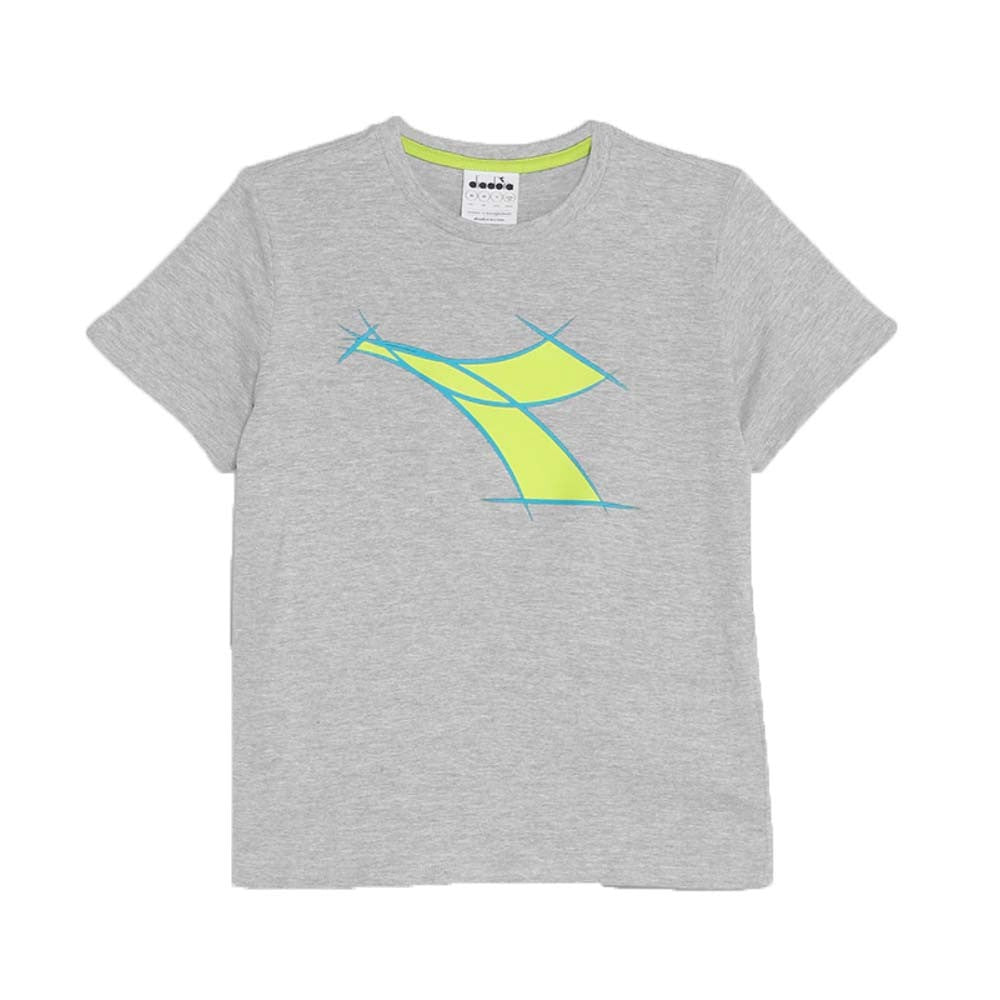 DIADORA CHILDREN'S T-SHIRT 174293 GREEN GREY COTTON SHORT SLEEVE