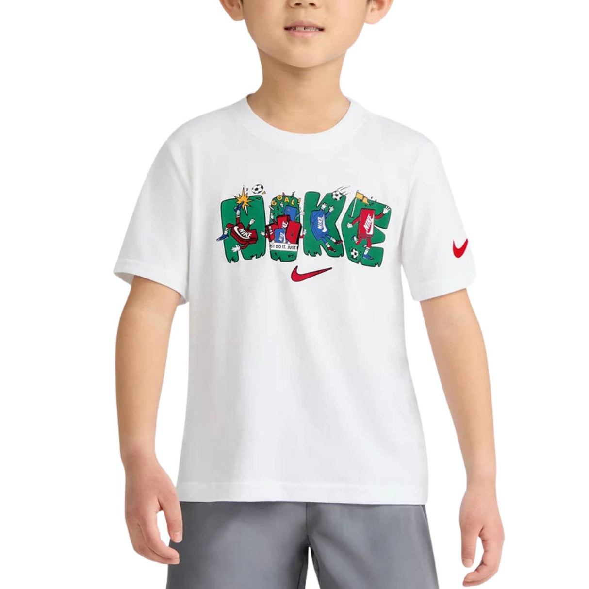 T-SHIRT BAMBINI NIKE 86N988-001 GRAFICA MULTISPORT BIANCO