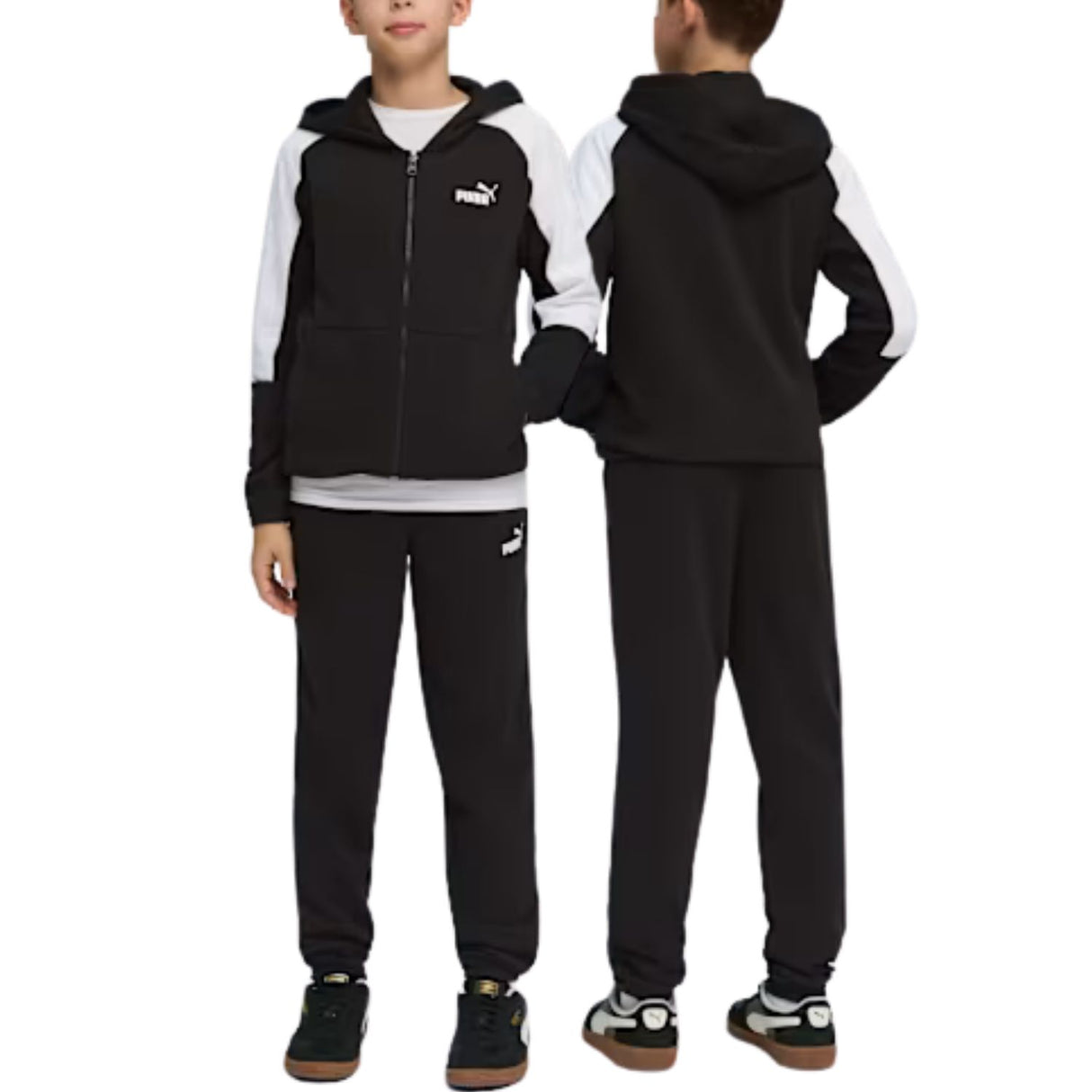 TUTA RAGAZZI PUMA 693334-01 ESSENTIALS BLOCK COTONE GARZATO NERO