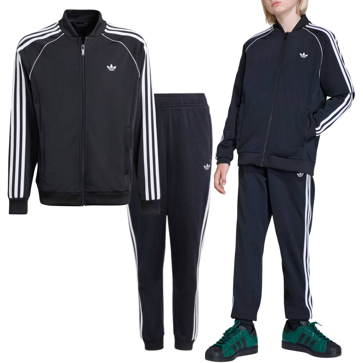 GIACCA+PANTALONE  RAGAZZI ADIDAS KE2856 KE2862 NERO ACETATO