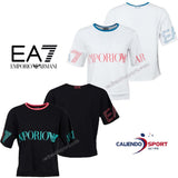 T-SHIRT FEMME EA7 EMPORIO ARMANI 3gtt34 NOIR BLANC COTON