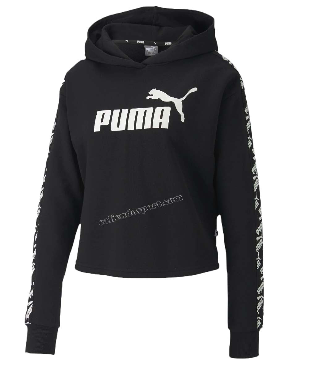 FELPA PUMA DONNA 581717 02 01 NERO BIANCO COTONE