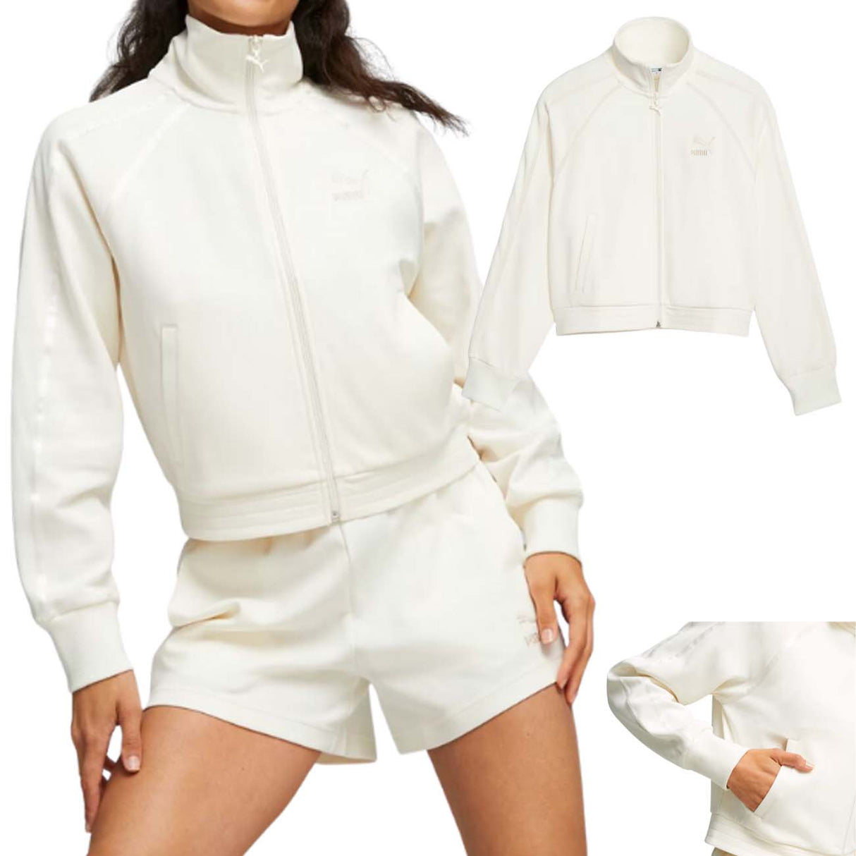 PUMA WOMEN'S JACKET 621464 65 T7 WHITE BRUSHED COTTON