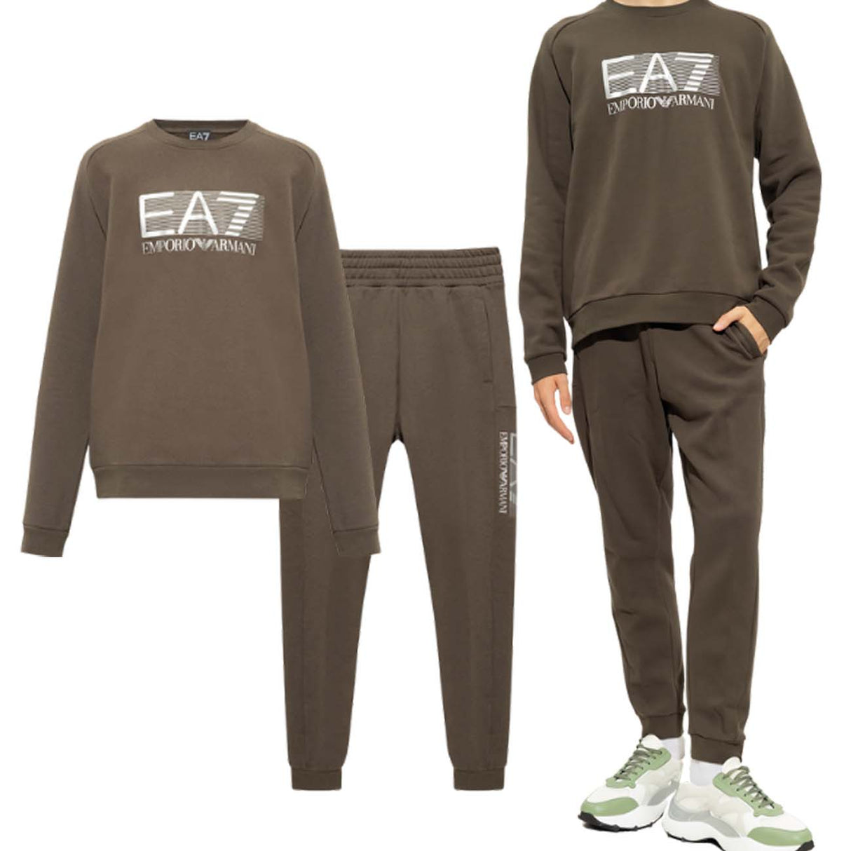 ARMANI EA7 6LPV64 PJ07Z DARK GREEN SWEATSHIRT TRACKSUIT