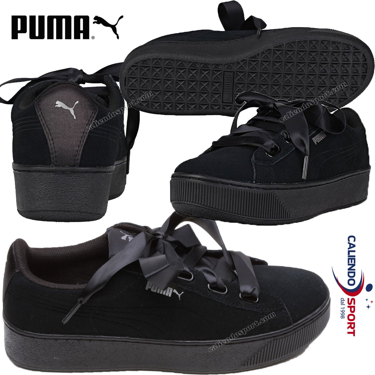 SCARPA PUMA 366418 01 NERO VIKKY PLATFORM RIBBON DONNA NERO