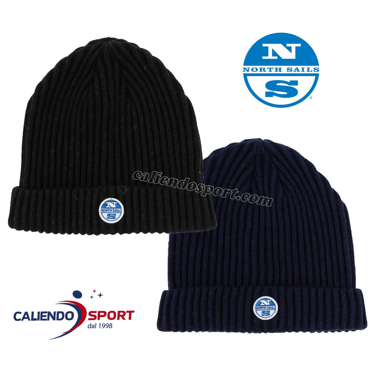 NORTH SAILS 2986 BEANIE LOGO HAT BLUE BLACK