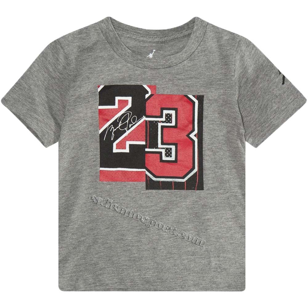 T-SHIRT JORDAN BAMBINO 856113 GEH CARBON HEATHER GRIGIO