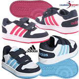 SCARPA BIMBO BIMBA ADIDAS BB7334 BB7335 ROSA BLU STRAPPO HOOPS 2.0 CMF I