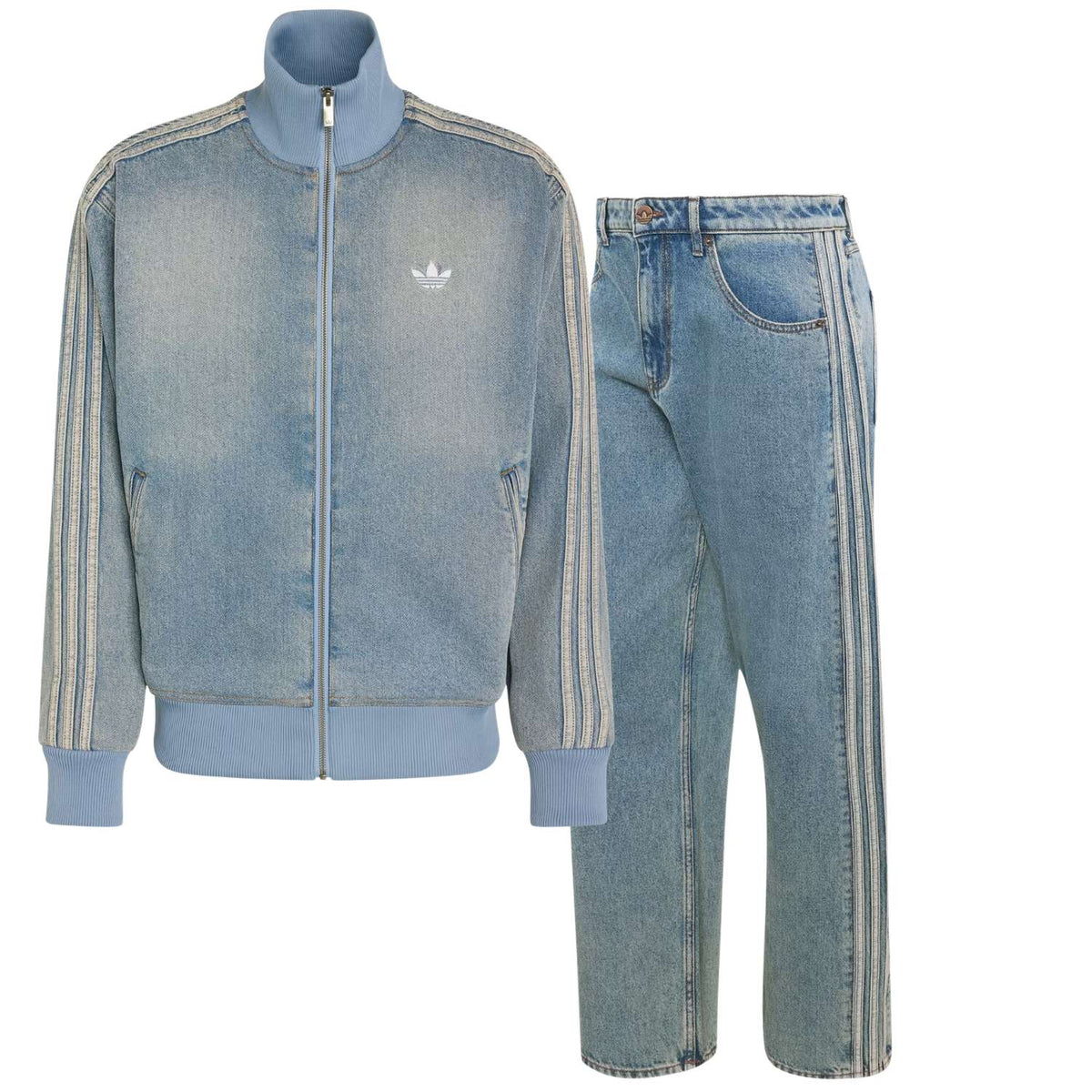 GIACCA+PANTALONE ADIDAS KS4970 KS4966 ADICOLOR DENIM JEANS