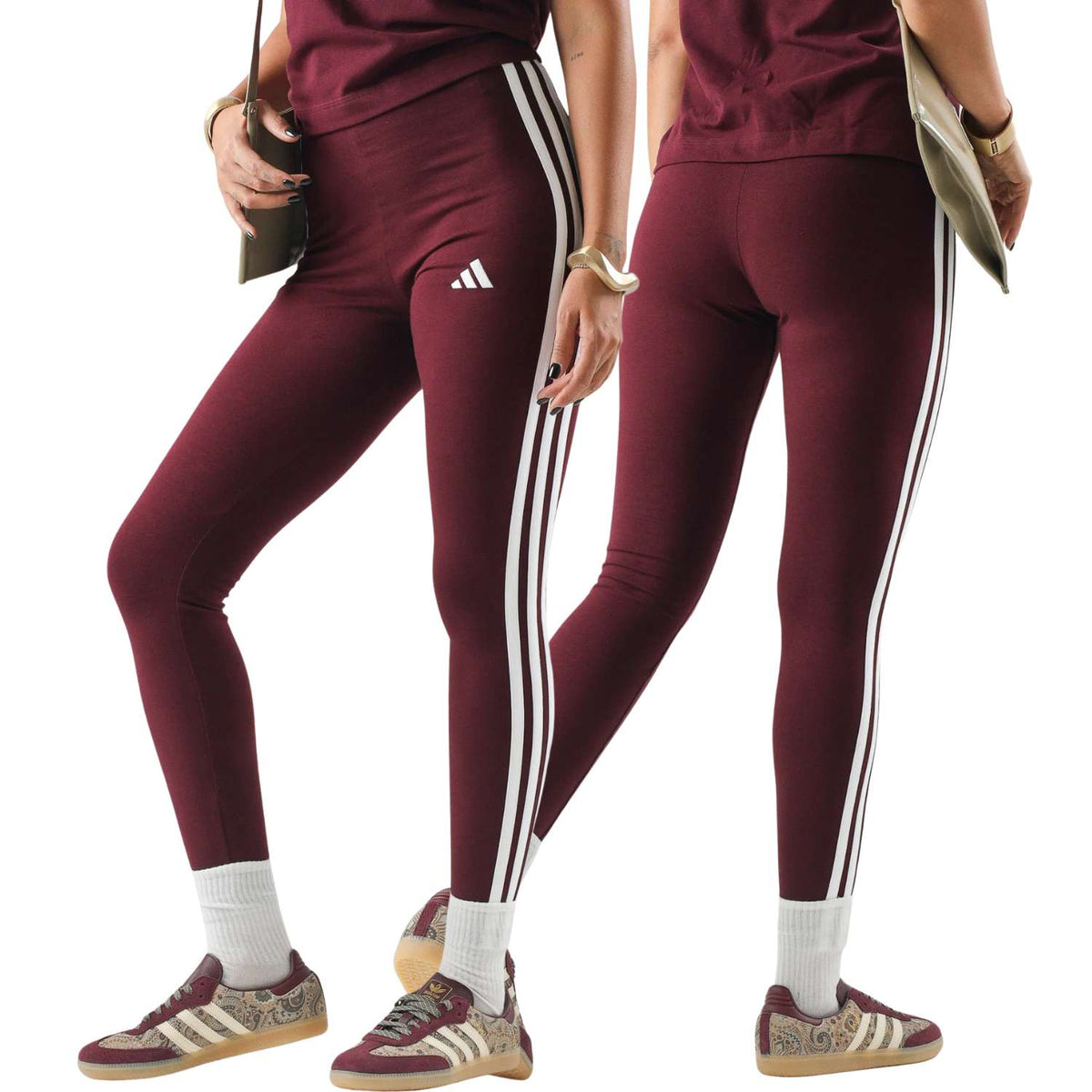 LEGGINGS DONNA ADIDAS KF8313 PERFORMANCE 3 STRISCE COTONE