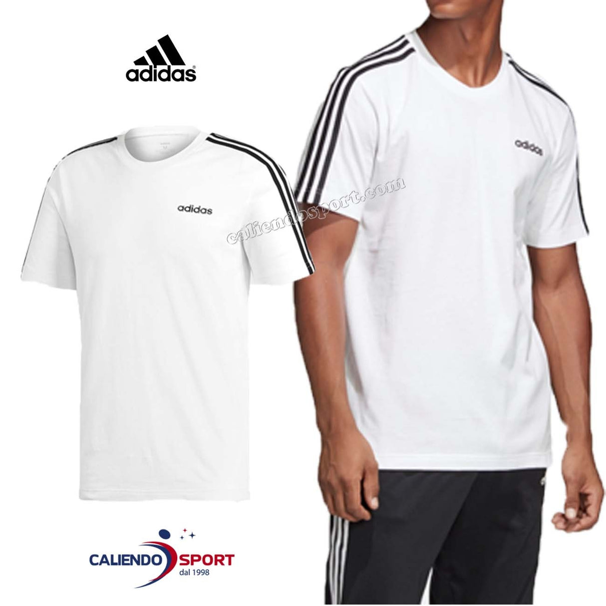 T-SHIRT ADIDAS ESSENTIALS 3 BANDES BLANC DU0441
