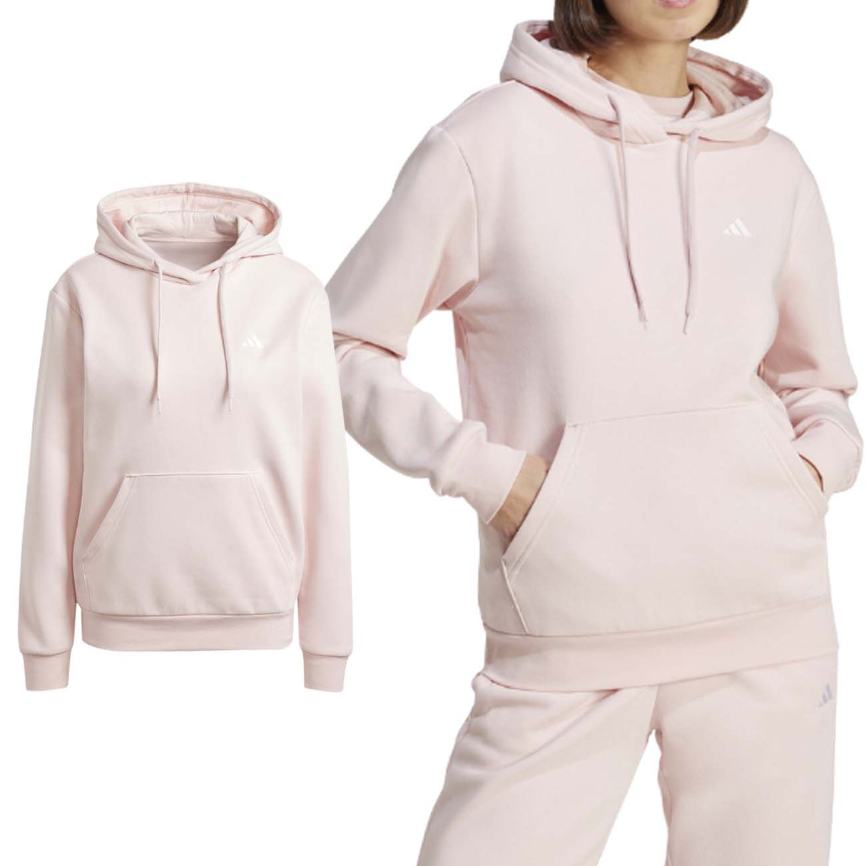 ADIDAS IY1649 ESSENTIALS WOMEN'S SWEATSHIRT PINK COTTON FLEECE