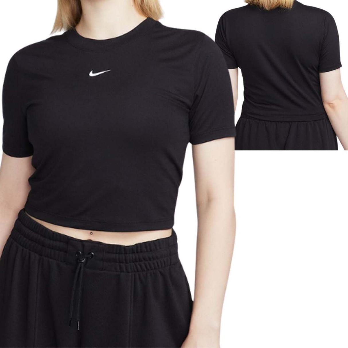 T-SHIRT DONNA NIKE FB2873 010 TAGLIO CORTO COTONE NERO