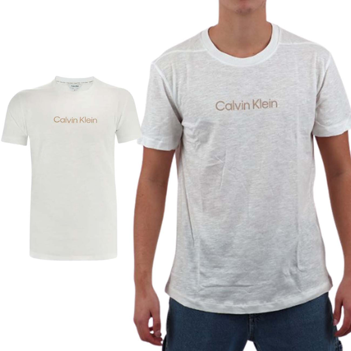 T-SHIRT CALVIN KLEIN KM0KM00960 YCD BIANCO GIRO COLLO