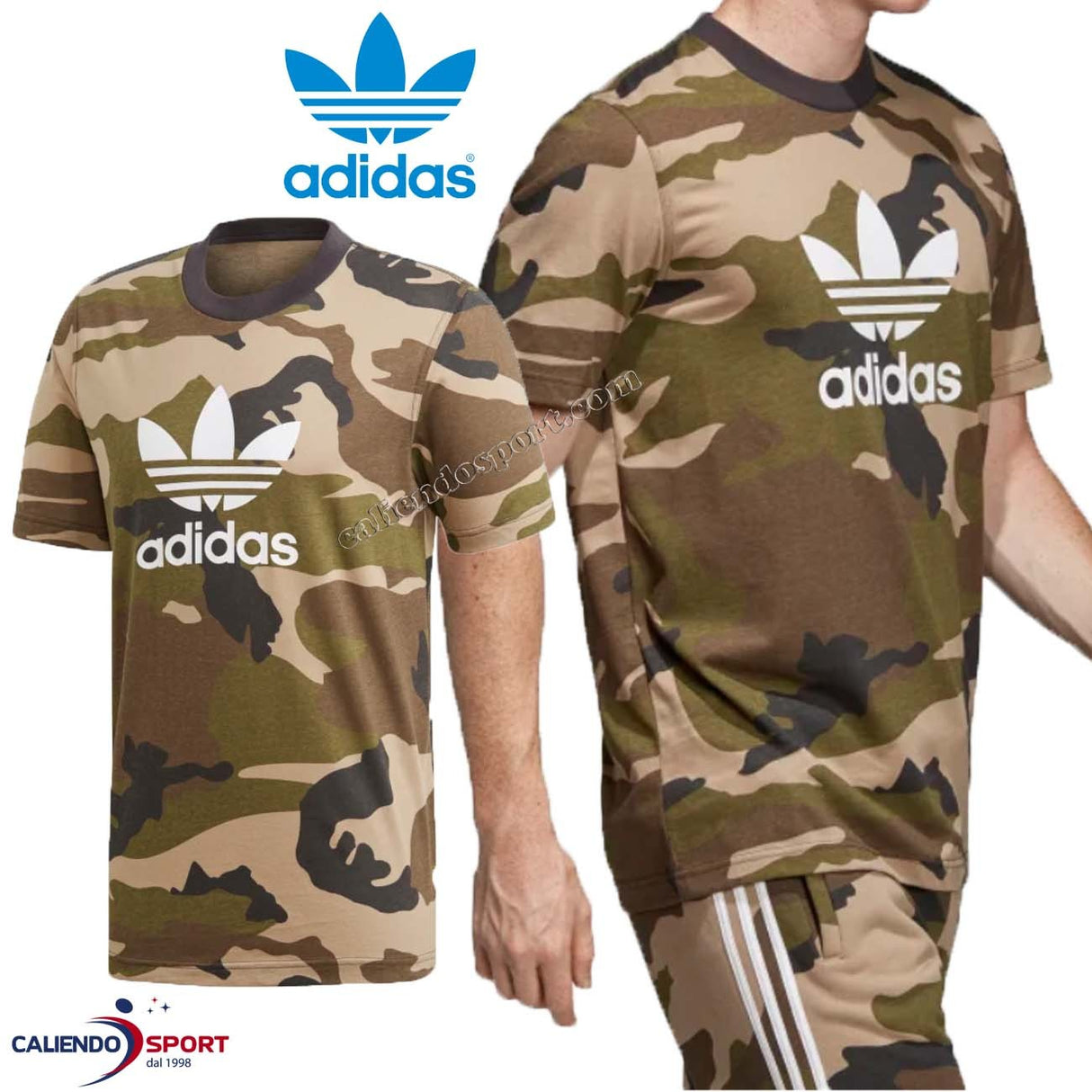 T-SHIRT ADIDAS UOMO DV2067 COTONE CAMOUFLAGE TREFOIL ORIGINALS