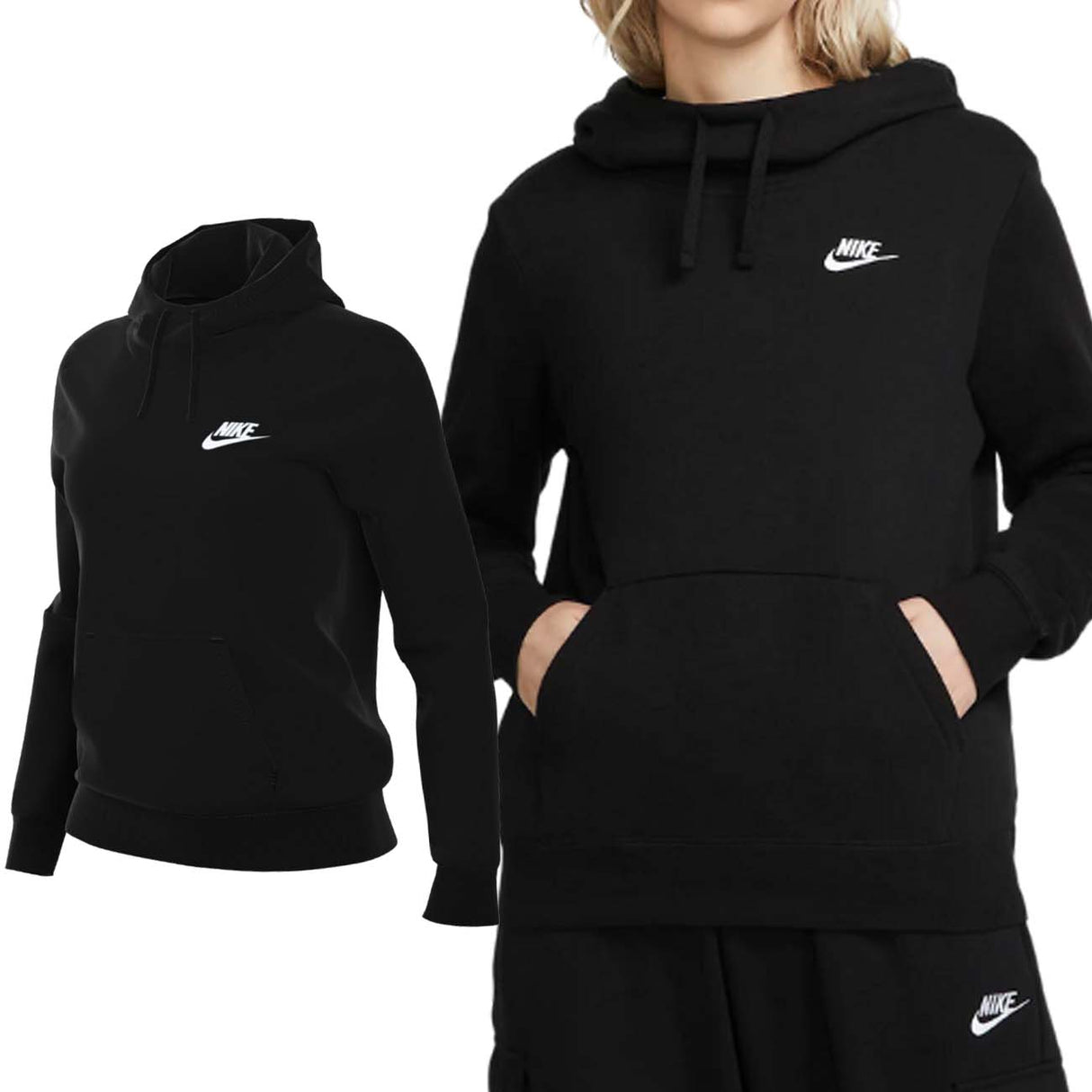 NIKE DQ5415 010 BLACK COTTON FLEECE WOMEN'S SWEATSHIRT