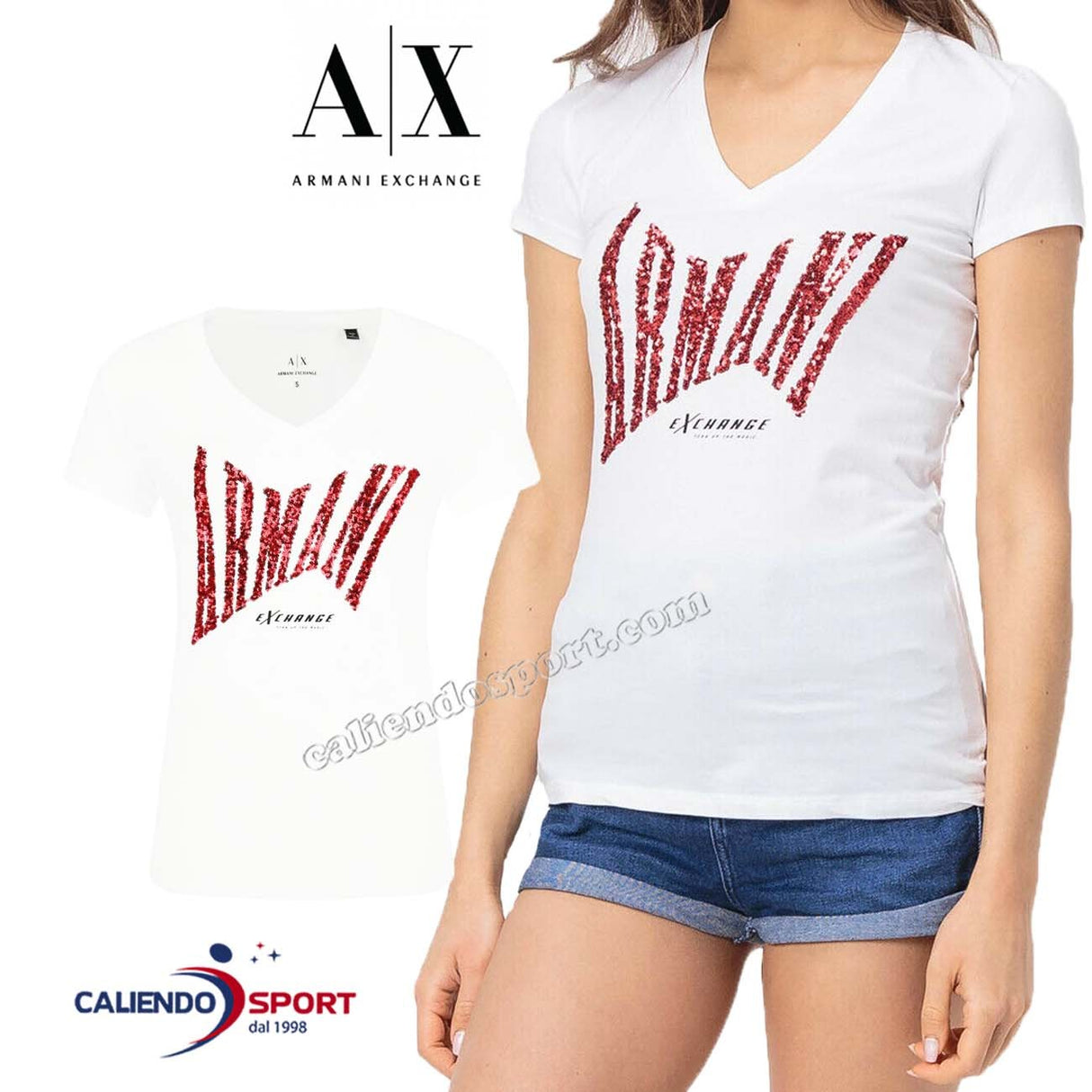 T-SHIRT ARMANI EXCHANGE DONNA 3GYT91YJC7Z COTONE BIANCO